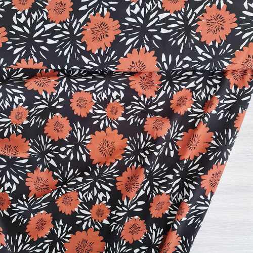 *REMNANT 93cm* European Woven Viscose, Oeko-Tex, Flowers Merlot
