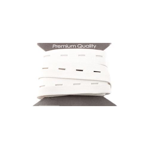 Elastic, Buttonhole 18mm x 3m - White