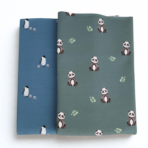 *2 PIECE REMNANT BUNDLE* European Knit, GOTS Organic French Terry, Pandas & Penguins