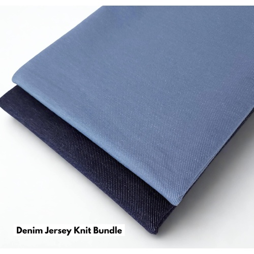 *2 PIECE REMNANT BUNDLE* European Cotton Elastane Jersey Knit, Oeko-Tex, Denim Look, Dark Blue