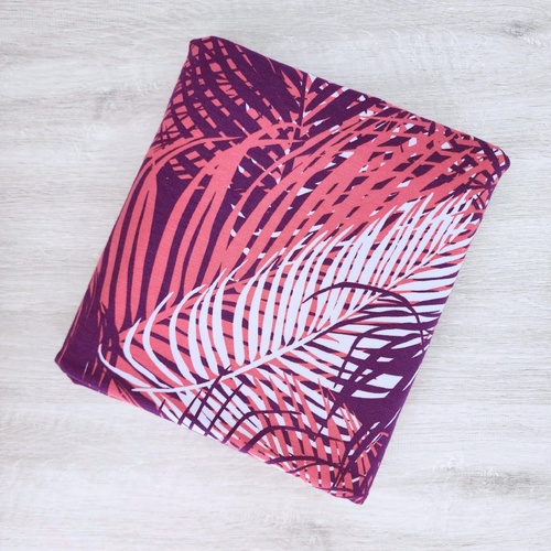 *REMNANT 135cm* European Viscose Jersey Knit, Oeko-Tex, Palm Leaves