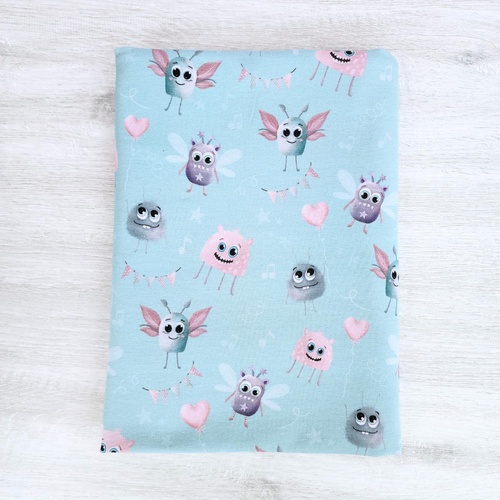 *REMNANT 107cm* European Cotton Elastane Jersey, Oeko-Tex, Fairy Monsters