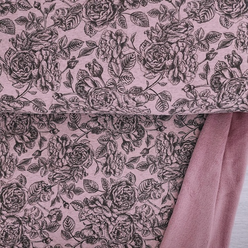 *REMNANT 128cm* European Alpine Fleece Sweater Knit, Roses Melange Light Rose