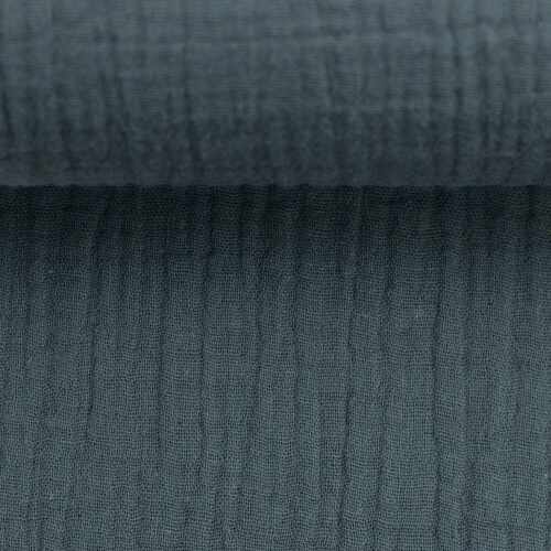 *REMNANT 143cm* European Double Gauze, Oeko-Tex, Dark Grey