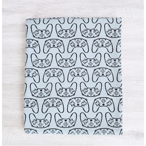 *REMNANT 80cm* European Cotton Elastane Jersey, Oeko-Tex, Happy Gamer Mint Tea