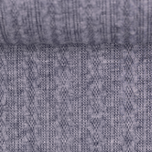 *REMNANT 171cm* European Cable Jersey Knit, Melange Dark Blue