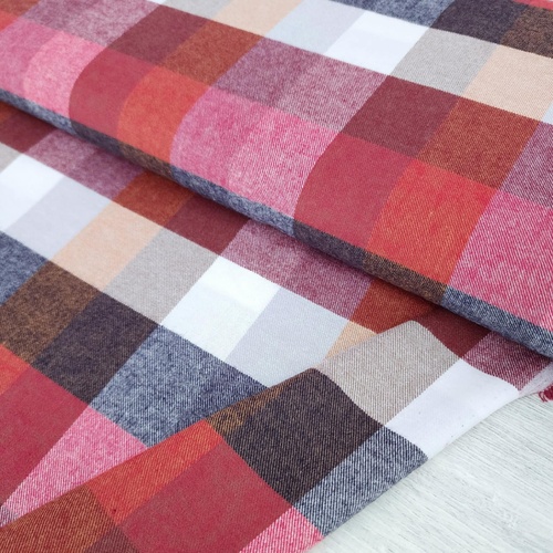 *REMNANT 75cm* European Cotton Flannel, Buffalo Plaid Multi Red