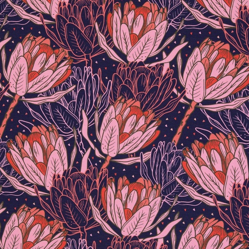 European Modal/Cotton Blend Elastane French Terry Knit, Proteas Dark Blue