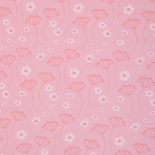 European Modal/Cotton Blend Elastane French Terry Knit, Dandelions Pink