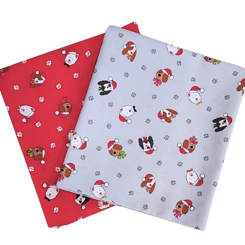 *2 PIECE XMAS BUNDLE DEAL* Makower UK, Yappy Christmas, Xmas Dogs Red & Grey