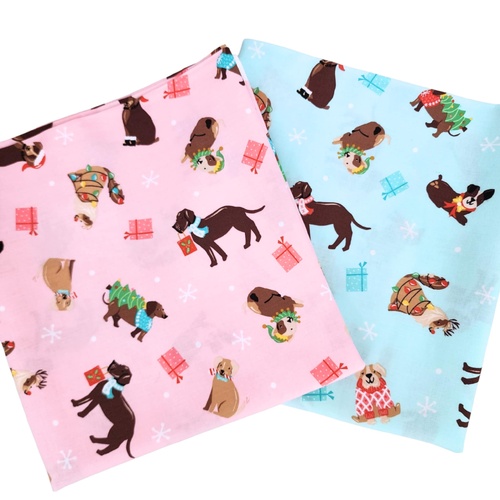 *2 PIECE XMAS BUNDLE DEAL* Andover Fabrics, Furry & Bright, Holiday Dogs Pink & Mint