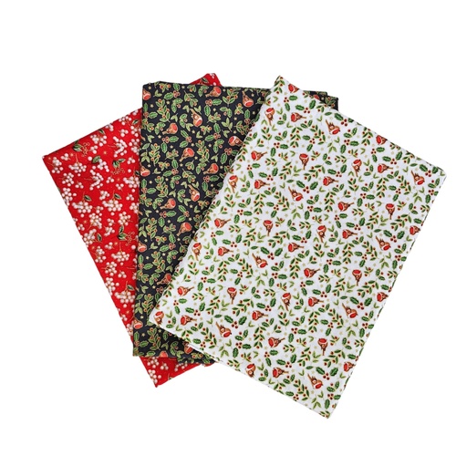 3 PIECE XMAS BUNDLE DEAL* Makower UK, Berries Red Metallic, Robins White Metallic & Robins Black Metallic