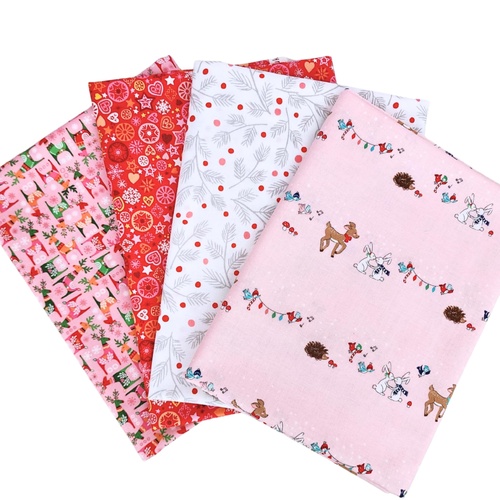 *4 PIECE XMAS BUNDLE DEAL* Reindeers Pink, Snowflakes Pink, Fir Branches White & Animals Pink