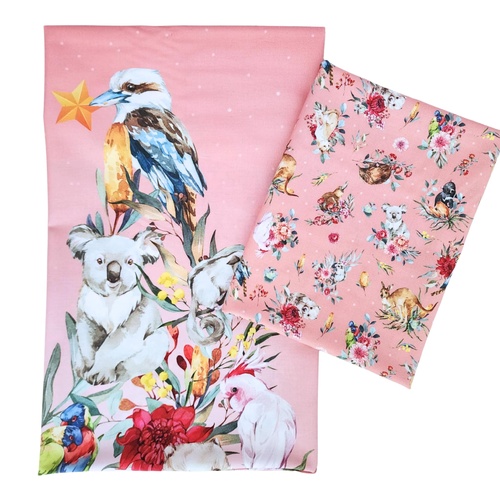*2 PIECE XMAS BUNDLE DEAL* Devonstone Collection, Bush Celebration, Panel Pink 70cm & Aussie Flora & Fauna Pink