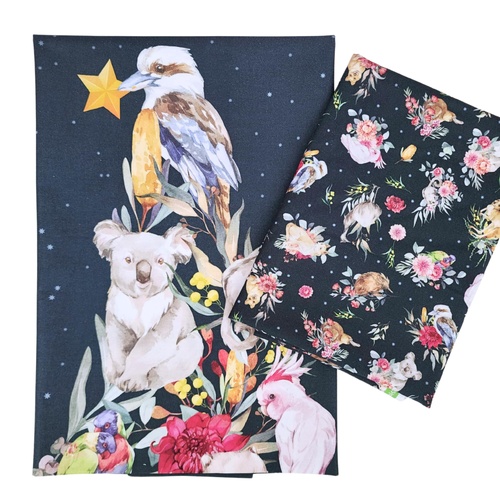 * 2 PIECE XMAS BUNDLE DEAL* Devonstone Collection, Bush Celebration, Panel Navy 70cm & Aussie Flora & Fauna Navy