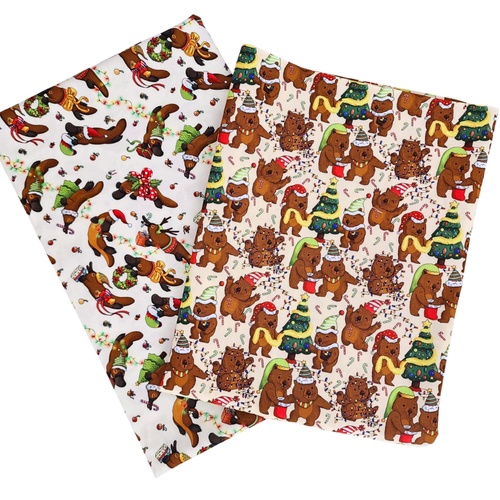 *REMNANT 2 PIECE BUNDLE* KK Fabrics, Platypus's Cream & Wombat's Cream