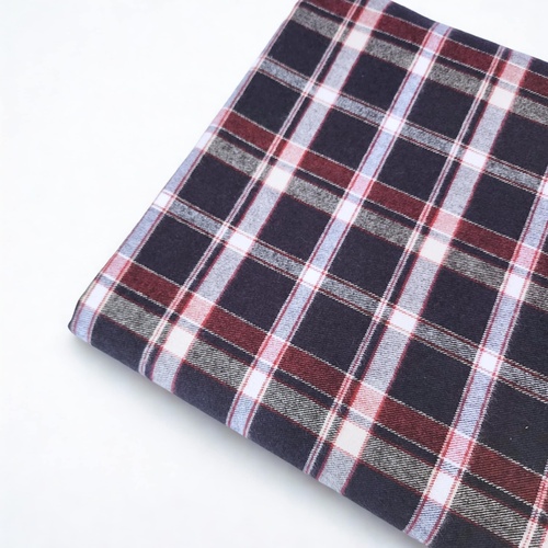 *REMNANT 143cm* European Cotton Flannel, Plaid Dark Navy/Cream