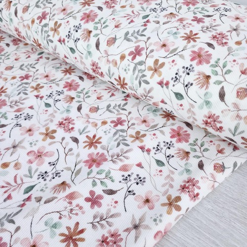*REMNANT 97cm* European Fine Ribbed Jersey Knit, Oeko-Tex, Flowers