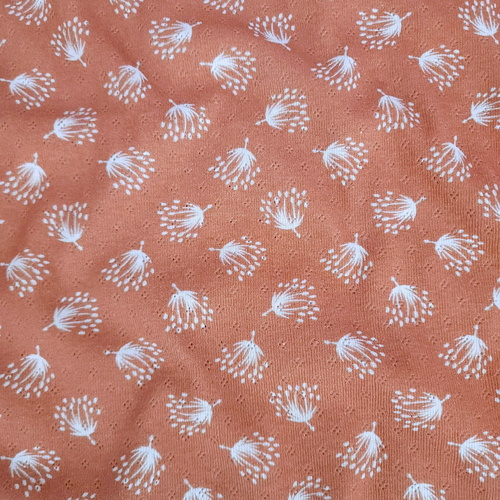 European Cotton Pointelle Jersey Knit, Oeko-Tex, Wildflower Toffee
