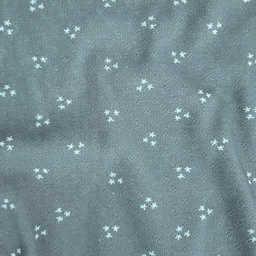 European Cotton Pointelle Jersey Knit, Oeko-Tex, Dainty Star Dark Acacia