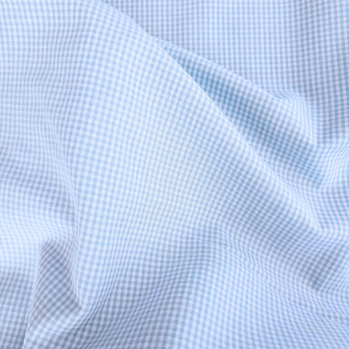 Woven Cotton Fine Gingham, Pastel Blue & White