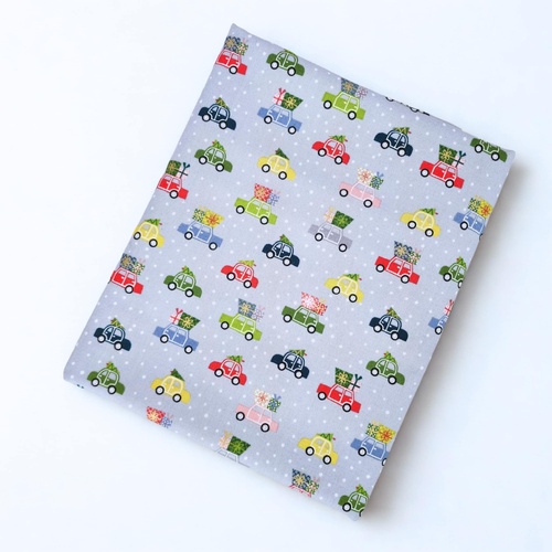 *REMNANT 130cm* Makower UK, Christmas Joy, Cars Grey Metallic