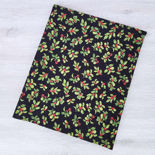 *REMNANT 130cm* Benartex Fabrics, Joy Of The Season, Seasonal Holly Black