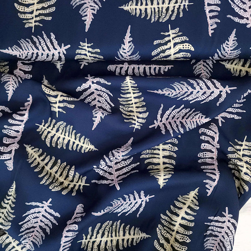 European Woven Viscose Twill, Oeko-Tex, Fern Leaves