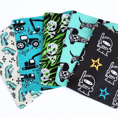 Boys Prints Cotton Elastane Jersey Offcuts Bundle (5)