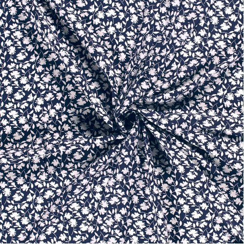 European Woven Viscose, Oeko-Tex, Heirloom Navy Petals