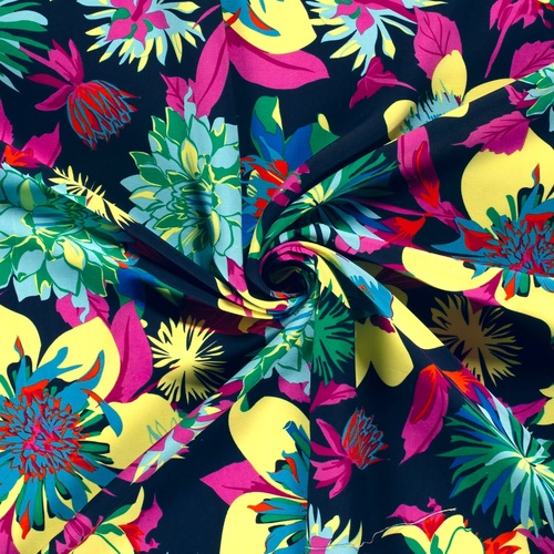 European Woven Viscose Twill, Oeko-Tex, Island Bloom