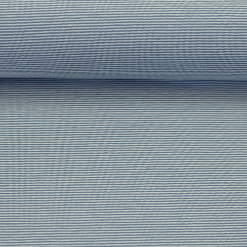 European Cotton Elastane Jersey, Oeko-Tex, 1mm Yarn Dyed Stripes Light Blue