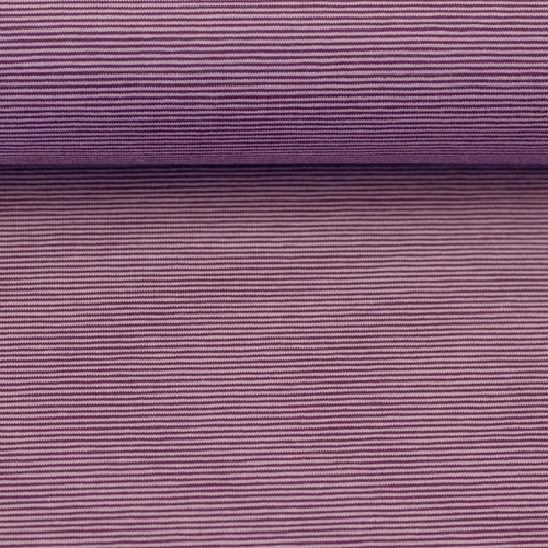 European Cotton Elastane Jersey, Oeko-Tex, 1mm Yarn Dyed Stripes Boysenberry