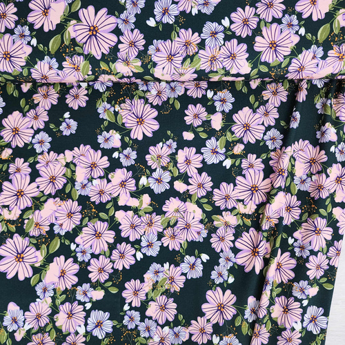 European Viscose Jersey Knit, Oeko-Tex, Midnight Bloom