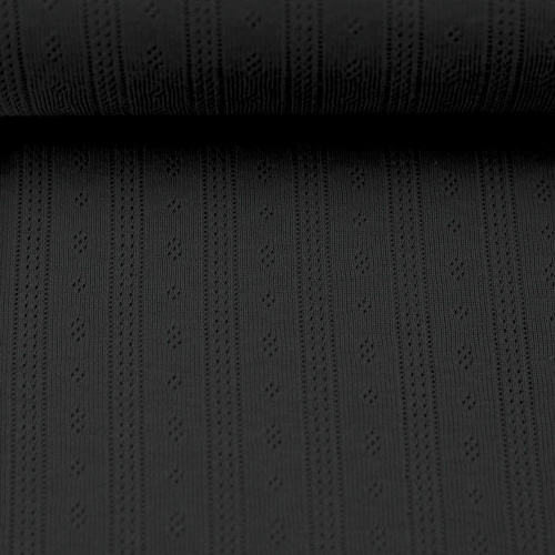 European Cotton Pointelle Jersey Knit, Oeko-Tex, Black