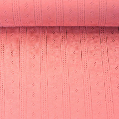 European Cotton Pointelle Jersey Knit, Oeko-Tex, Coral Reef