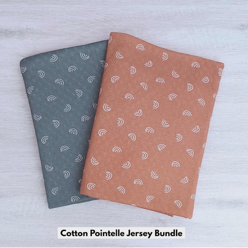 *2 PIECE BUNDLE DEAL* European Cotton Pointelle Jersey Knit, Oeko-Tex, Rainbow Dark Acacia & Toffee