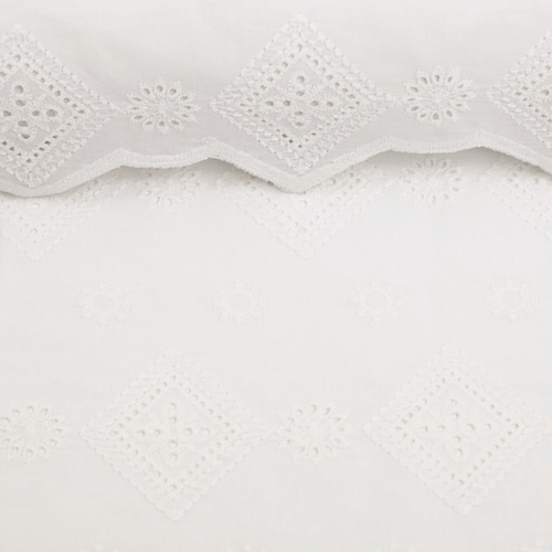 European Broderie Anglaise Cotton, Petite Diamonds Vanilla White