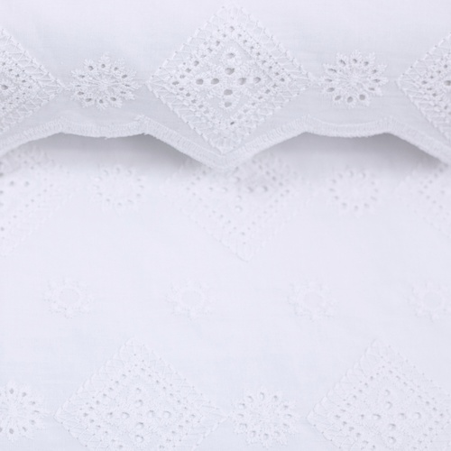 European Broderie Anglaise Cotton, Petite Diamonds Bright White