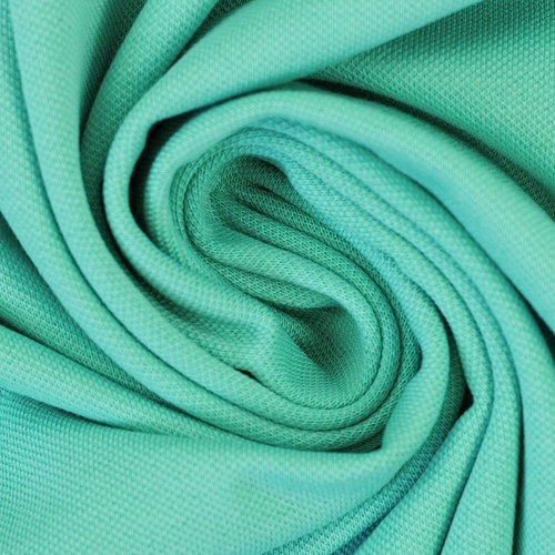 European Textured Polo Cotton Jersey, Oeko-Tex, Mint Turquoise