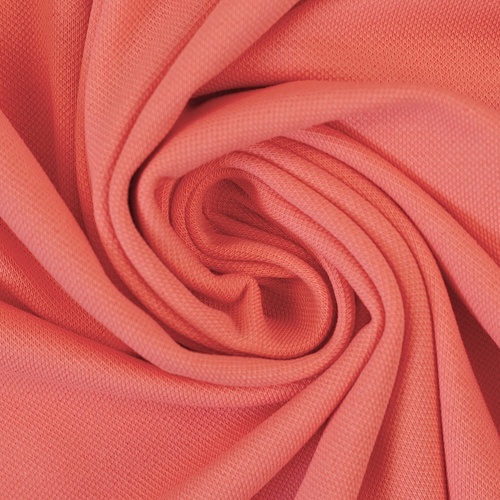 European Textured Polo Cotton Jersey, Oeko-Tex, Coral Reef