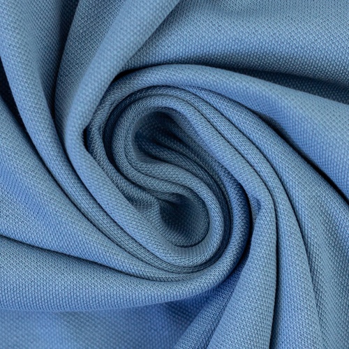 European Textured Polo Cotton Jersey, Oeko-Tex, Willow Blue