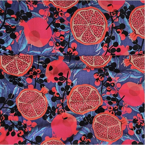 European 'Linen Look' Cotton Double Muslin, Oeko-Tex, Pomegranate Blue