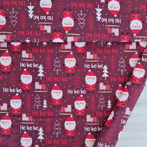 *REMNANT 68cm* European Cottons, Oeko-tex, Santa Burgundy, Extra Wide