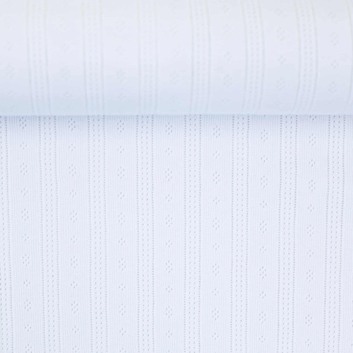 *REMNANT 70cm* European Cotton Pointelle Jersey Knit, Oeko-Tex, White