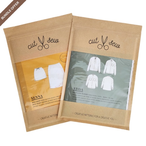 *BUNDLE DEAL* Elvelyckan Design Cut Sew Patterns, Senna Midi Skirt / Edda Oversided Blouse