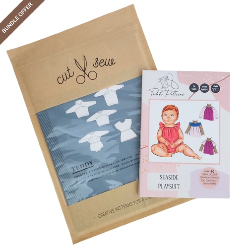 *BUNDLE DEAL* Elvelyckan Design Cut Sew Patterns, Teddy Sweater & Dress & Tadah Patterns Seaside Playsuit