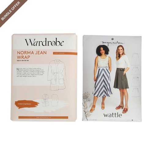 *BUNDLE DEAL* Wardrobe By Me, Norma Jean Wrap Sewing Pattern / Megan Nielsen Patterns, Wattle Skirt Set