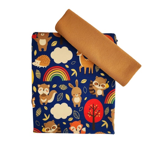 *2 PIECE BUNDLE DEAL* European Knit, Oeko-Tex Scandi Forest Blue/ Ochre Ribbing