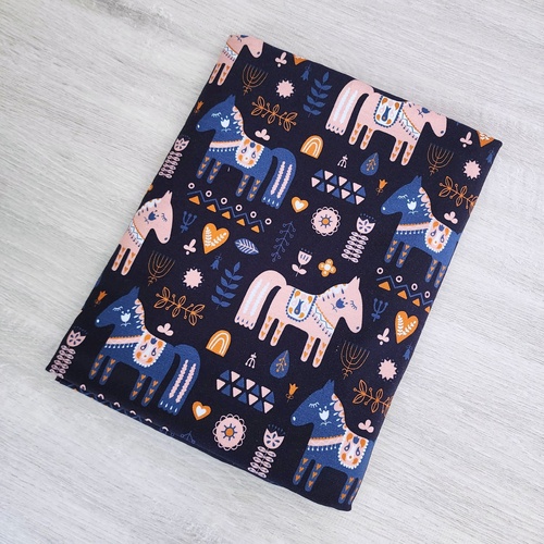 Remnant 81cm **Cotton Elastane Jersey, Oeko-Tex, Scandi Pony Blue